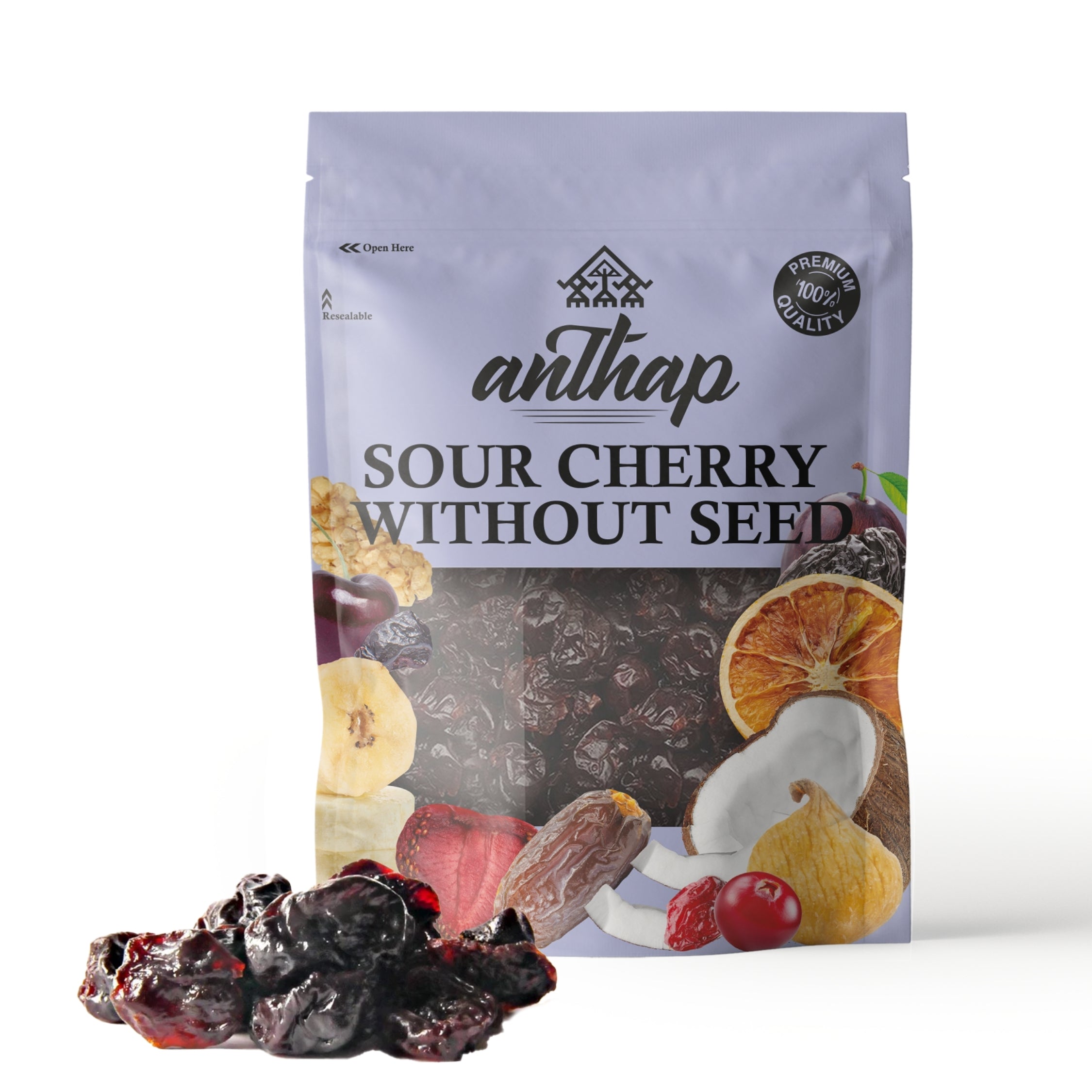 Anthap Dried Sour Cherry Without Seed-Apple Juice Infused/No Extra Sugar