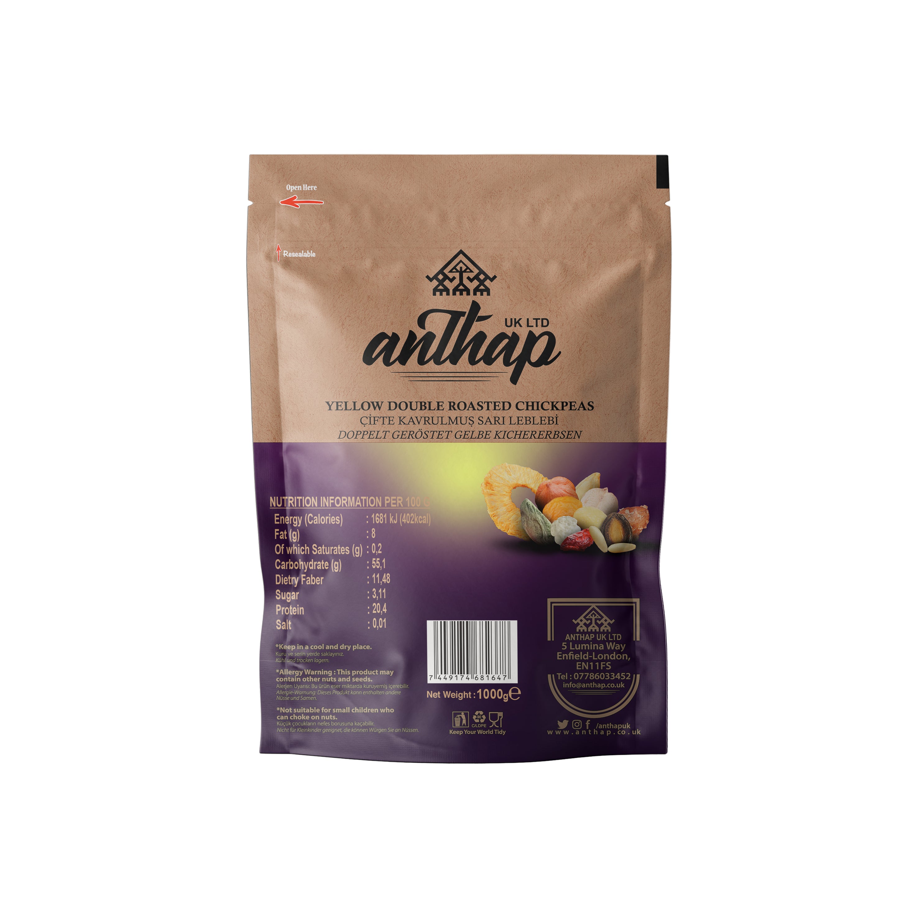 Anthap Yellow Double Roasted Chickpeas